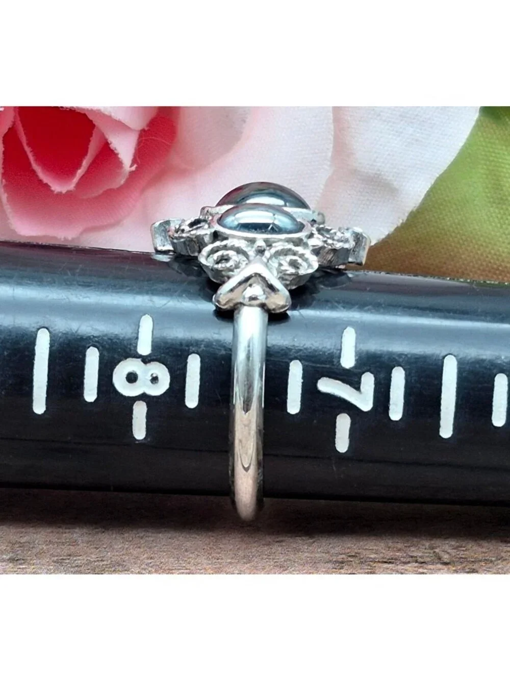 Vintage 70's AVON Midnight Splendor Hematite Ring Witchy Whimsigoth Size 7.5